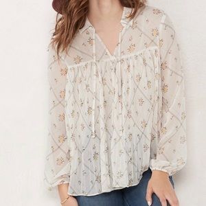 Lauren conrad pleated shirt floral print small NWT